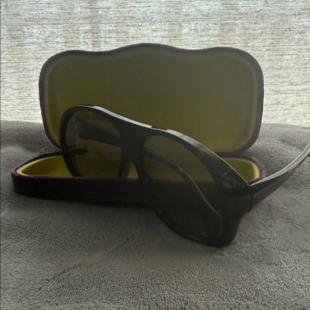 Gucci Black/Brown Oversized Sunglasses with Purple Case